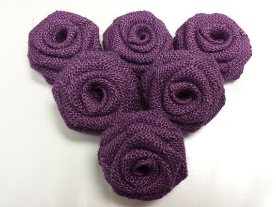 Purple Burlap Flowers (by the Dozen)
