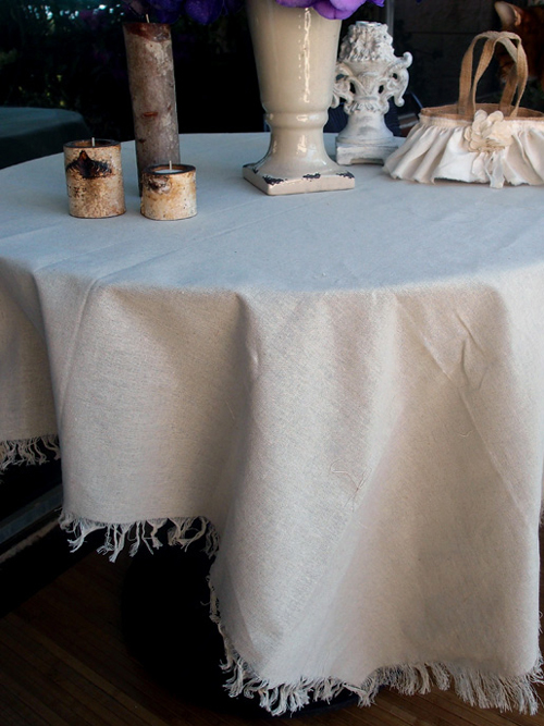 54" Square Table Linen with Fringed Edges