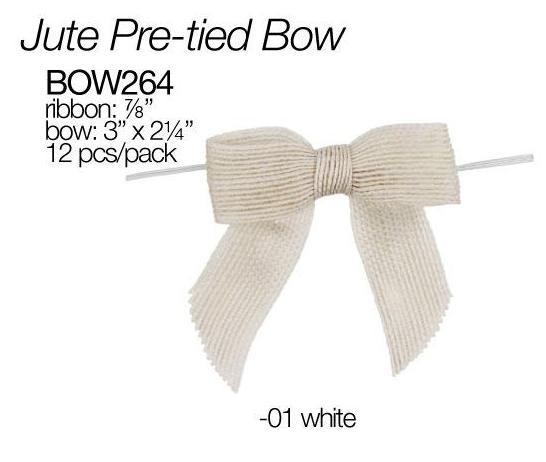 White Pretied Burlap Bows (12/pk)